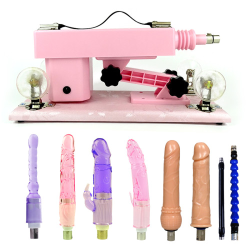 Adjustable Sex Machine Pink with Attachments