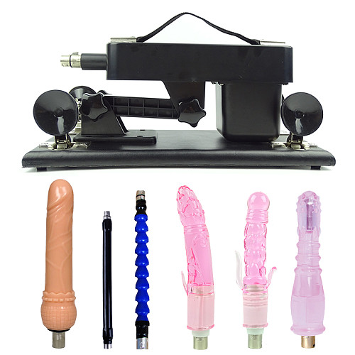 Masturbation Black Sex Machine with 4 Dildos and 2 Extension Tube