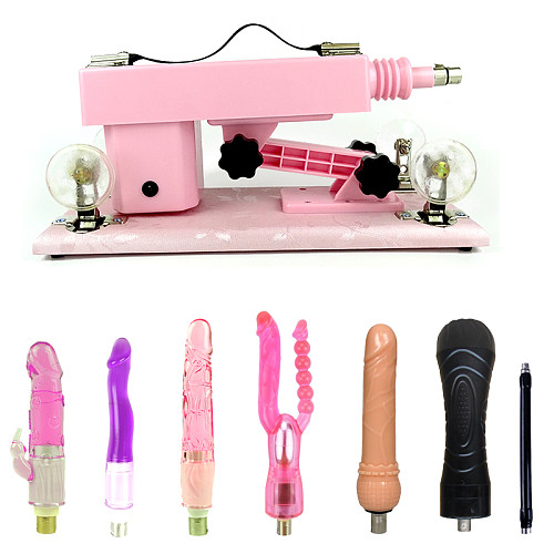 Pink Sex Machine with 5 Dildos and Masturbation