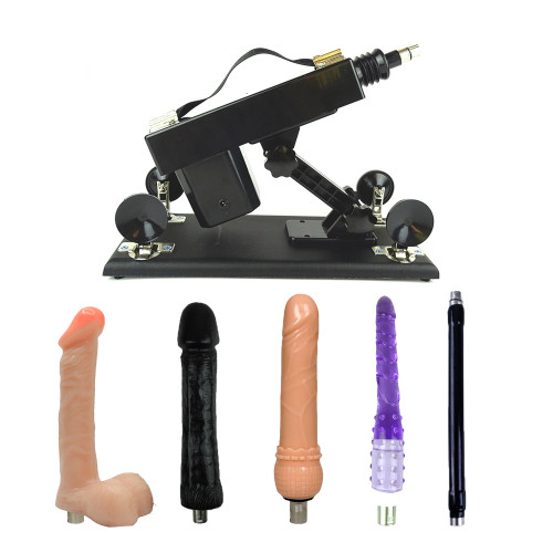 Black Sex Machine with 4 Dildos for Women
