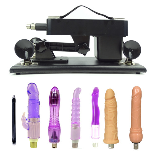 Adjustable Black Sex Machine with 6 Dildos