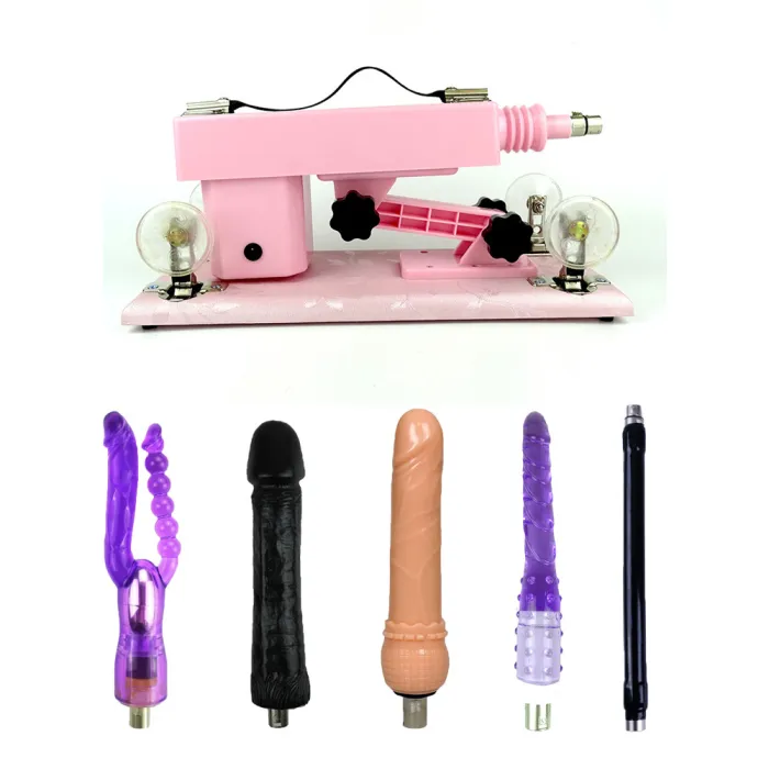 Women Pink Sex Machine with 4 Dildos