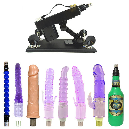 Black Sex Machine with 6 Dildos and 1 Masturbation Cup