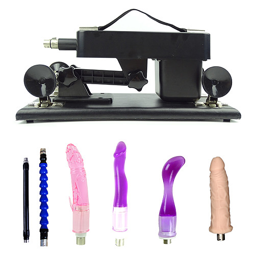 Black Powerful Sex Machine with 4 Dildo and 2 Tube