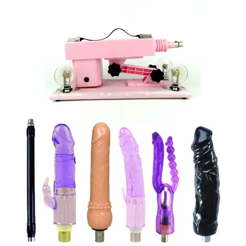 Pink Sex Machine with 5 Dildos for Women