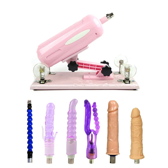 Pink Powerful Sex Machine with 5 Dildo