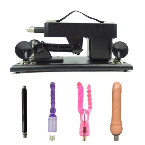 Women Black Sex Machine with 4 Dildos