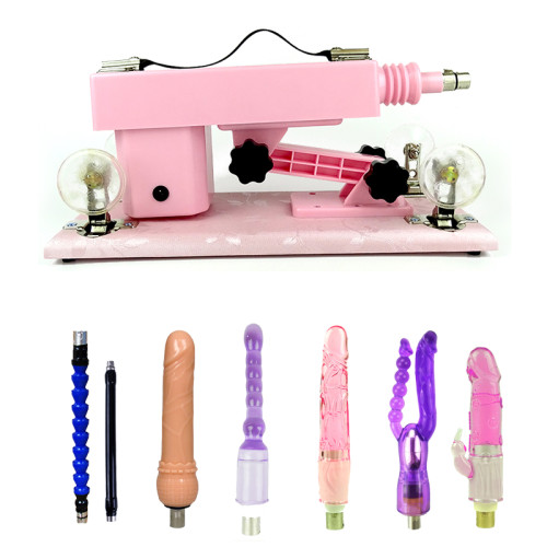 Automatic Masturbation Pink Sex Machine with 5 Dildos