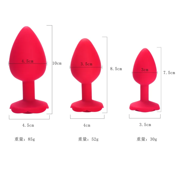 3pcs Rose Silicone Anal Plug Set