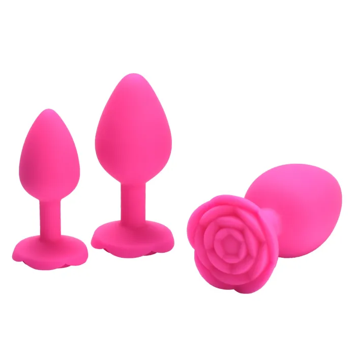 3pcs Rose Silicone Anal Plug Set
