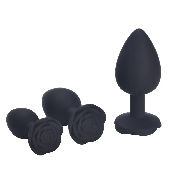 3pcs Rose Silicone Anal Plug Set