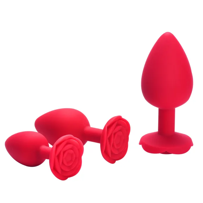 3pcs Rose Silicone Anal Plug Set