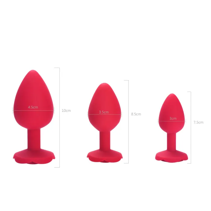 3pcs Rose Silicone Anal Plug Set