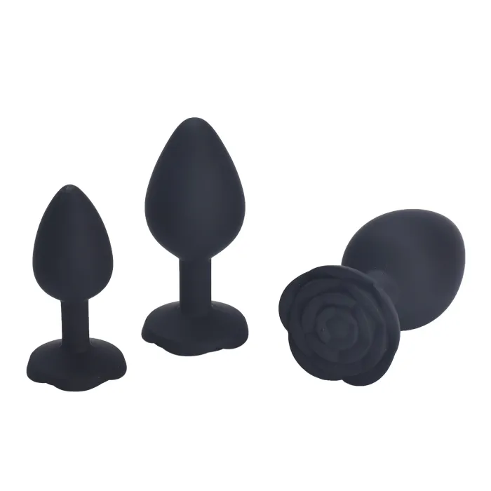 3pcs Rose Silicone Anal Plug Set