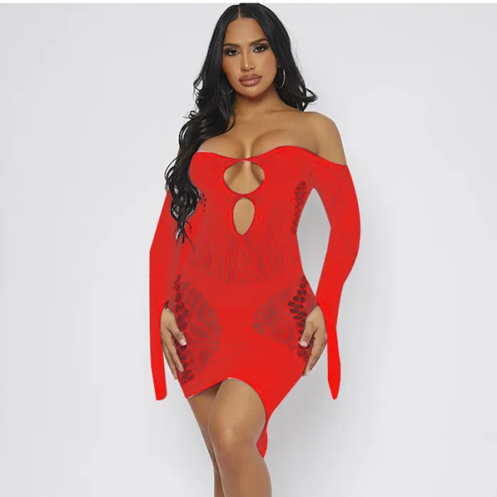 Spider Jacquard Wrapped Hip Dress