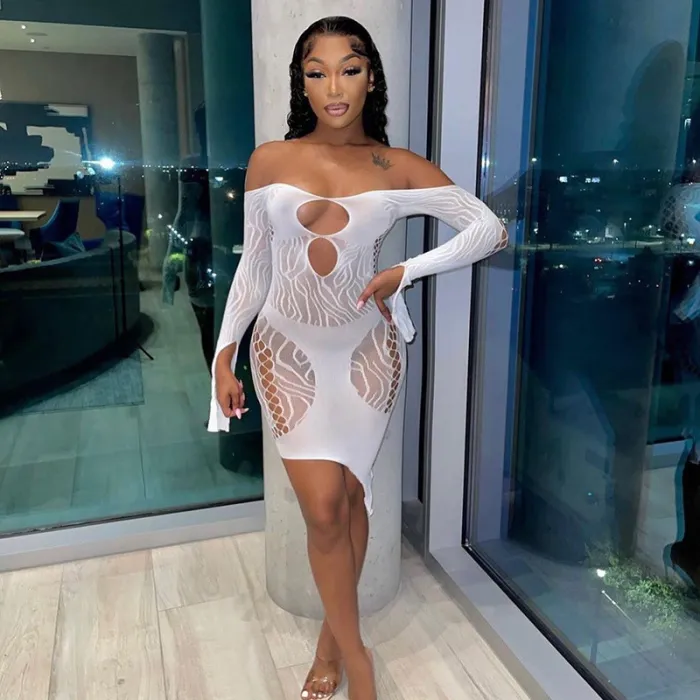 Spider Jacquard Wrapped Hip Dress