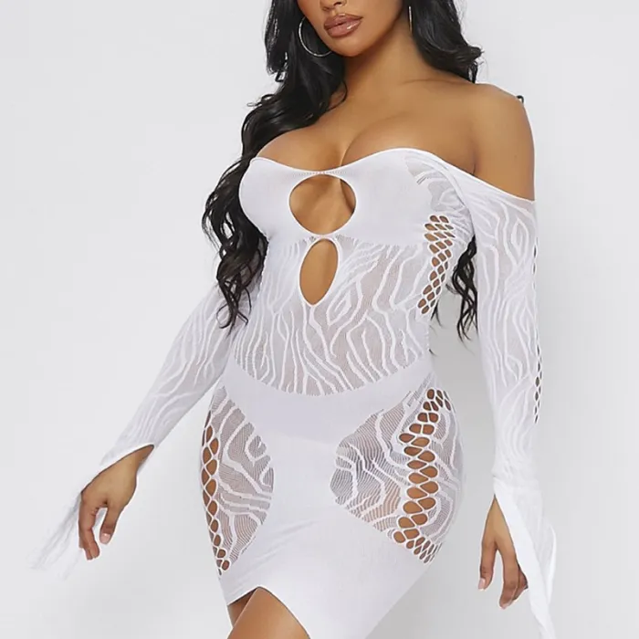 Spider Jacquard Wrapped Hip Dress