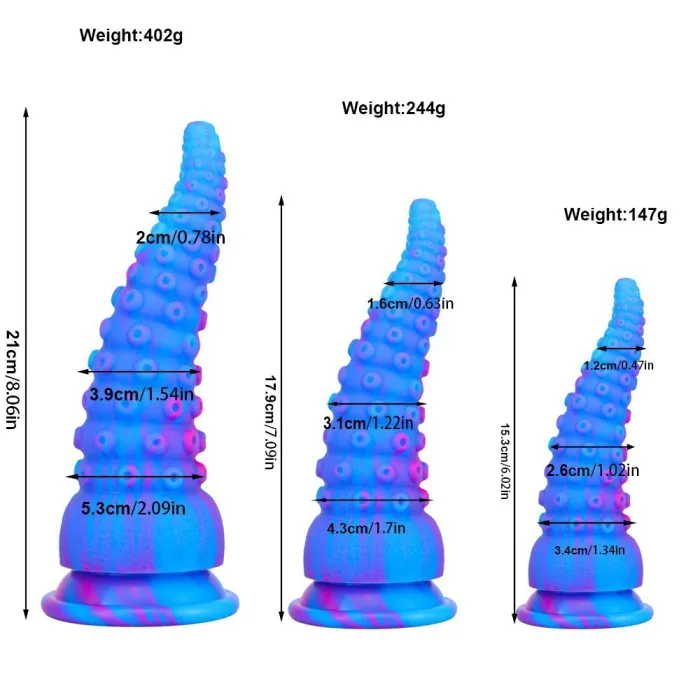 Blue Octopus Tentacle Dildo - Mult Sizes