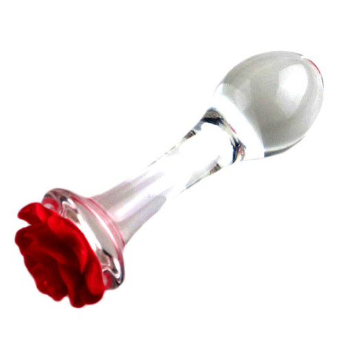 Rose Glass Anal Plug