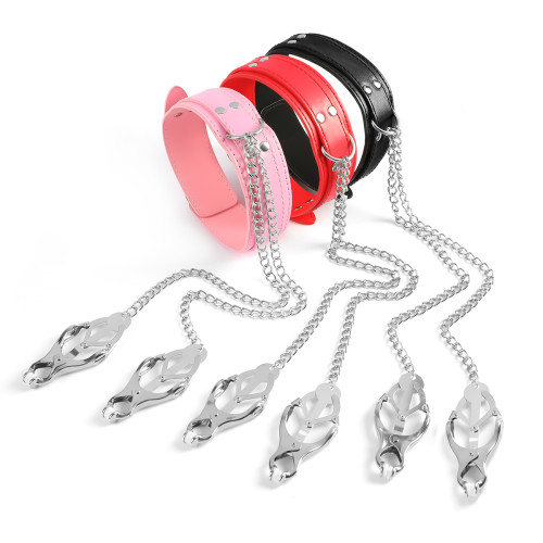 Collar With Metal Nipple Clamps
