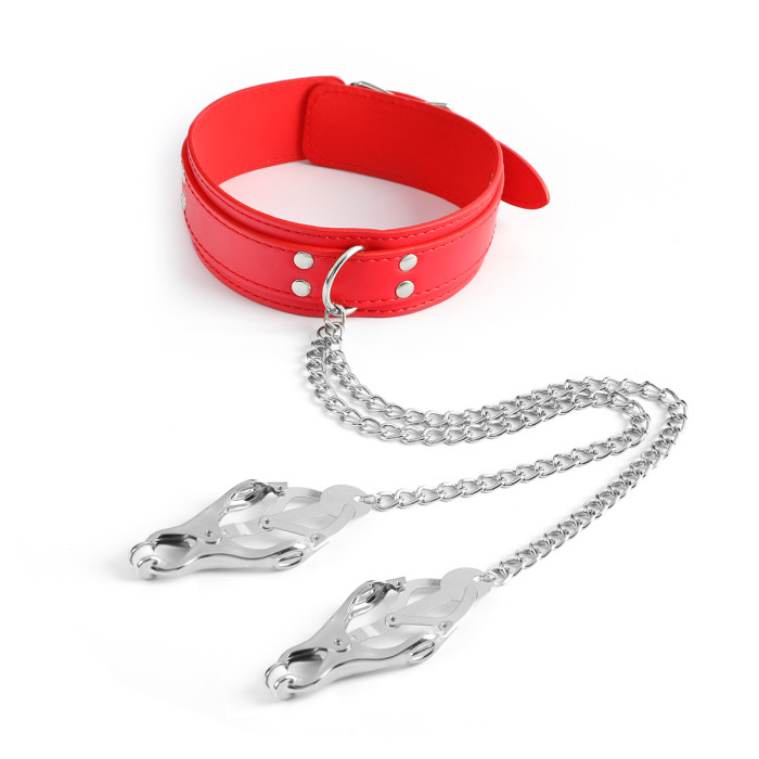 Collar With Metal Nipple Clamps