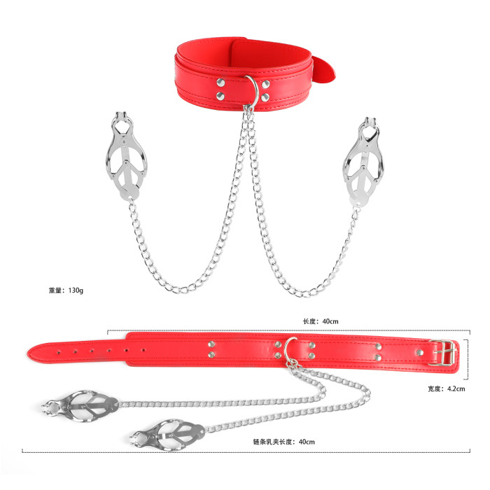 Collar With Metal Nipple Clamps