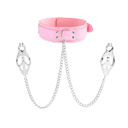Collar With Metal Nipple Clamps