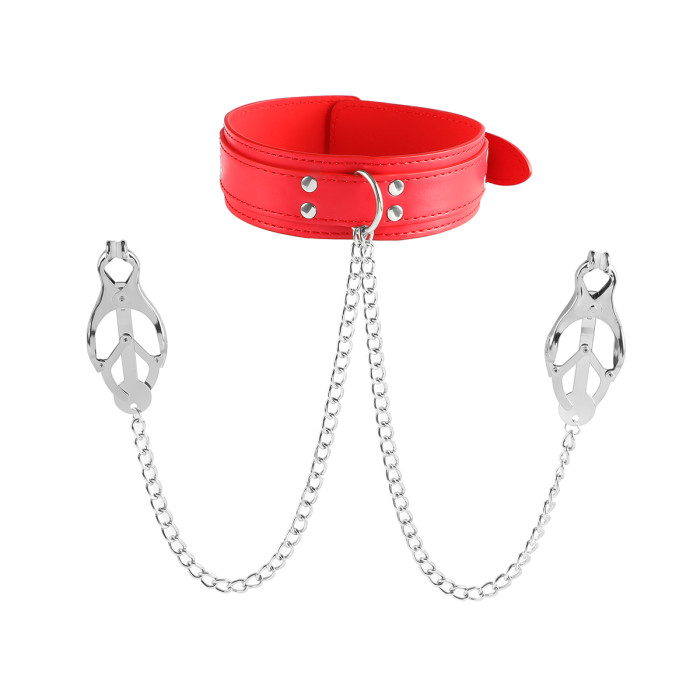 Collar With Metal Nipple Clamps