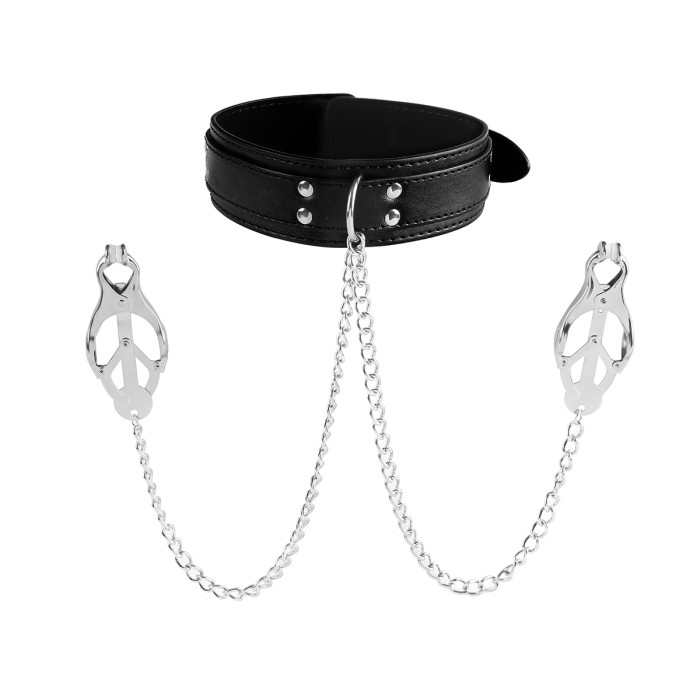 Collar With Metal Nipple Clamps