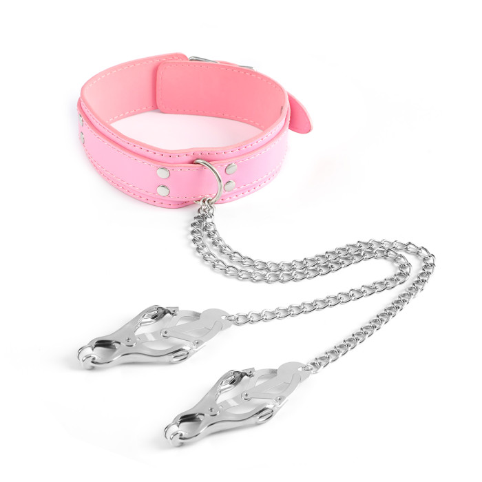 Collar With Metal Nipple Clamps