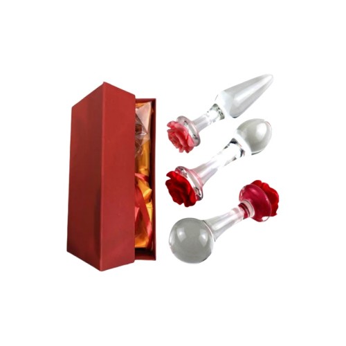 Rose Glass Anal Plug