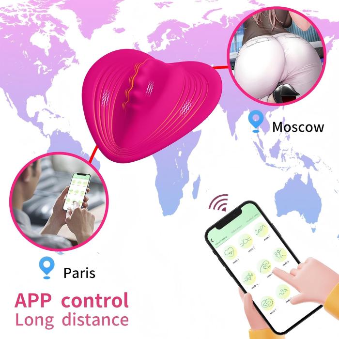 Heart-shaped Wearable Panty Vibrator App Controlled