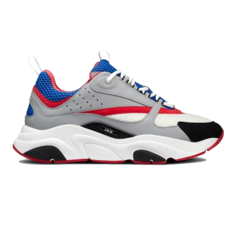 b22 sneaker white and blue technical mesh and gray calfskin