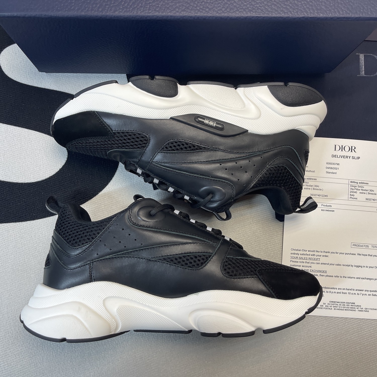 b22 sneaker black technical mesh and calfskin