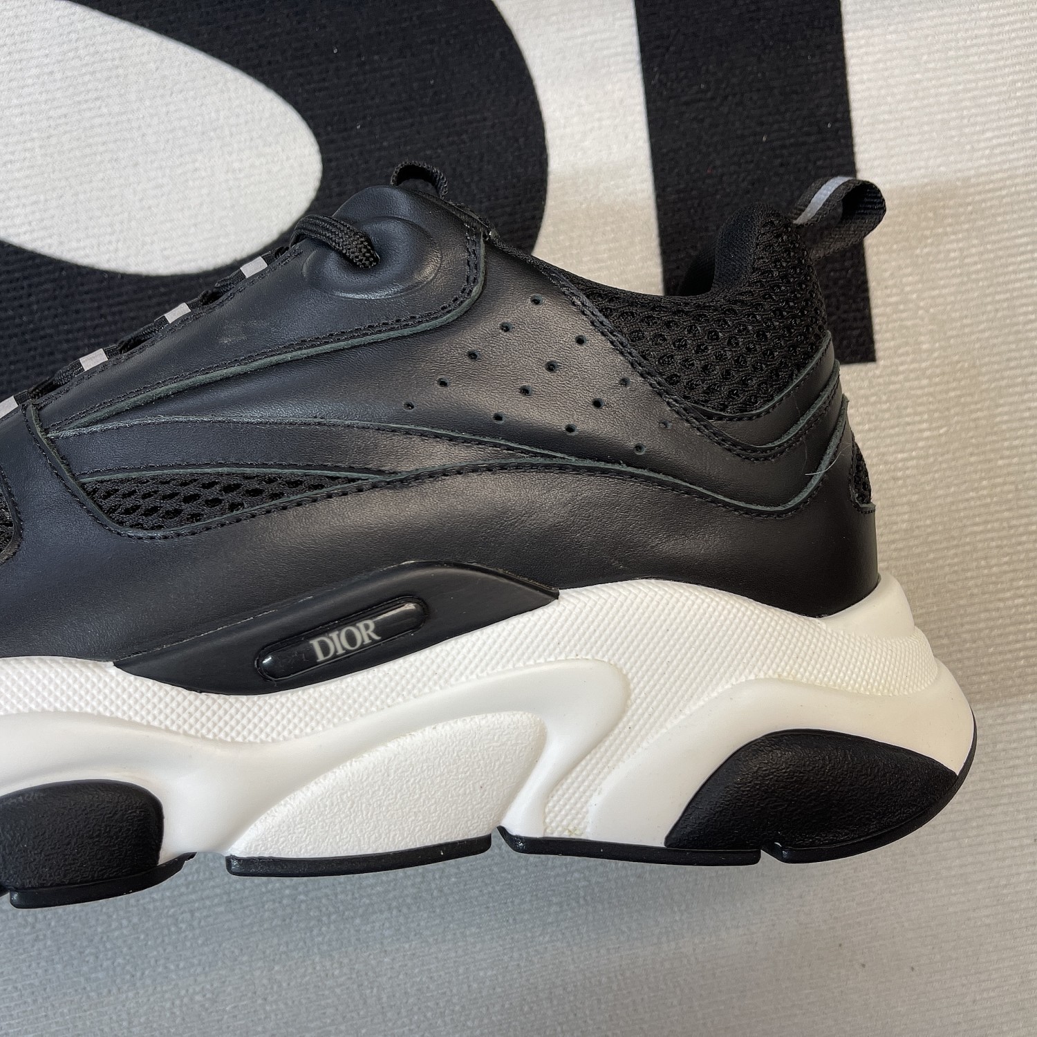 b22 sneaker black technical mesh and calfskin