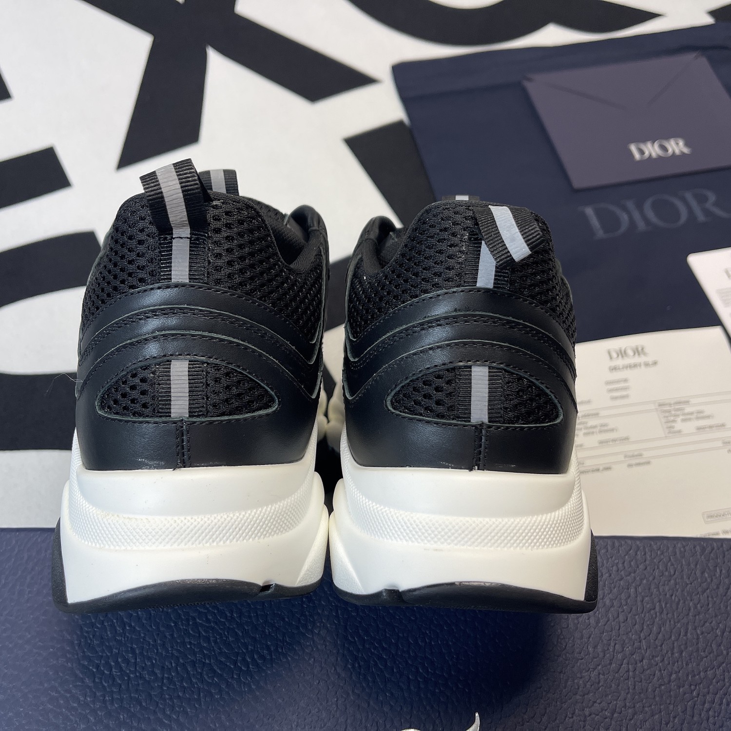 b22 sneaker black technical mesh and calfskin