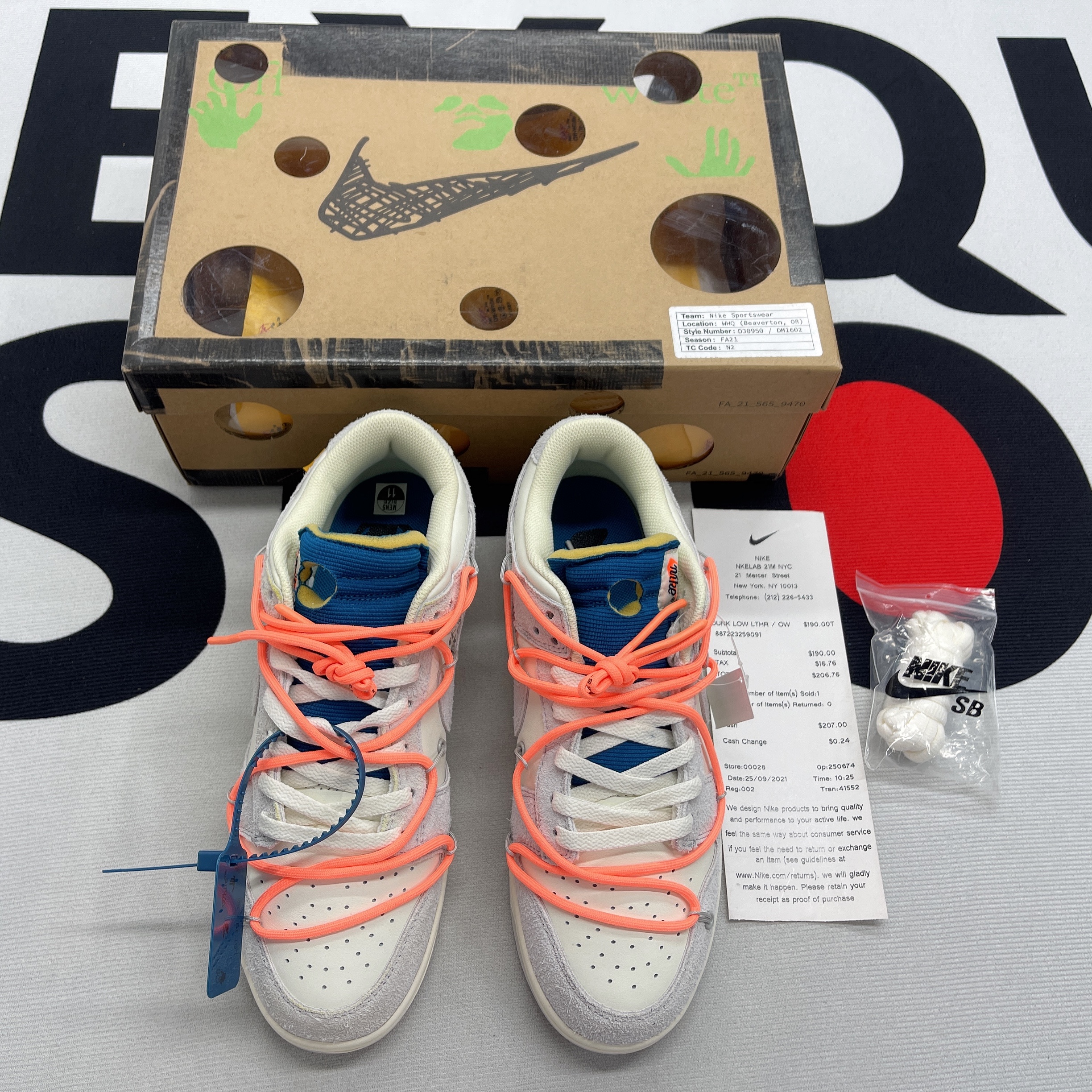 nike dunk low off white lot 19