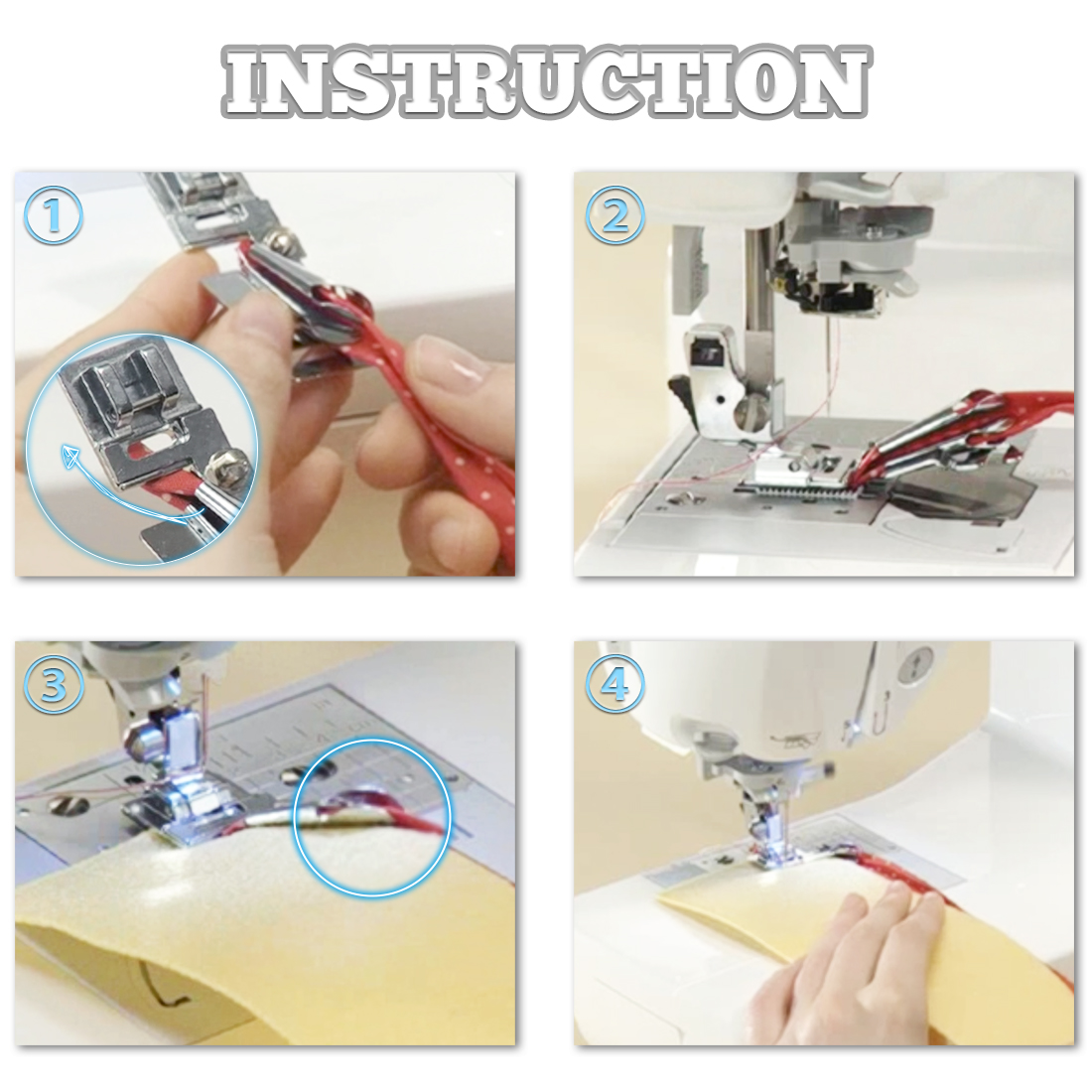 Bias Tape Binding Foot, 2 Pieces Multifunctional Sewing Machine Presser  Foot for Most Household Sewing Machines for Fabric Edges