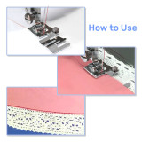 Kalevel Elastic Cord Band Fabric Stretch Sewing Machine Presser Foot Fits for Low Shank Snap-On Domestic Singer, Brother, Janome, Babylock, Elna, Euro-Pro, Simplicity, White, Kenmore, Juki, New Home