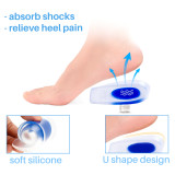 Gel Heel Cups - Kalevel 2 Pairs Silicone Heel Pads Shoe Inserts for Plantar Fasciitis Achilles Tendonitis Bone Foot Heel Pain (Blue, L)