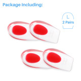 Kalevel 2 Pairs Silicone Gel Heel Cups Plantar Fasciitis Inserts for Achilles Tendonitis Bone Foot Heel Pain (Red, L)