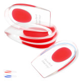 Kalevel 2 Pairs Silicone Gel Heel Cups Plantar Fasciitis Inserts for Achilles Tendonitis Bone Foot Heel Pain (Red, L)