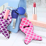 Kalevel 6pcs Keychain Lip Balm Holder with Free Transparent Pouch Set Neoprene for Chapstick Holder Keychain Tail Keyring Lipstick Holder