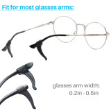Kalevel 8 Pairs Anti Slip Glasses Ear Hook Grip Silicone Eyeglasses Temple Tips Sleeve Retainer Sunglasses Ear Cushion Holders (Black)
