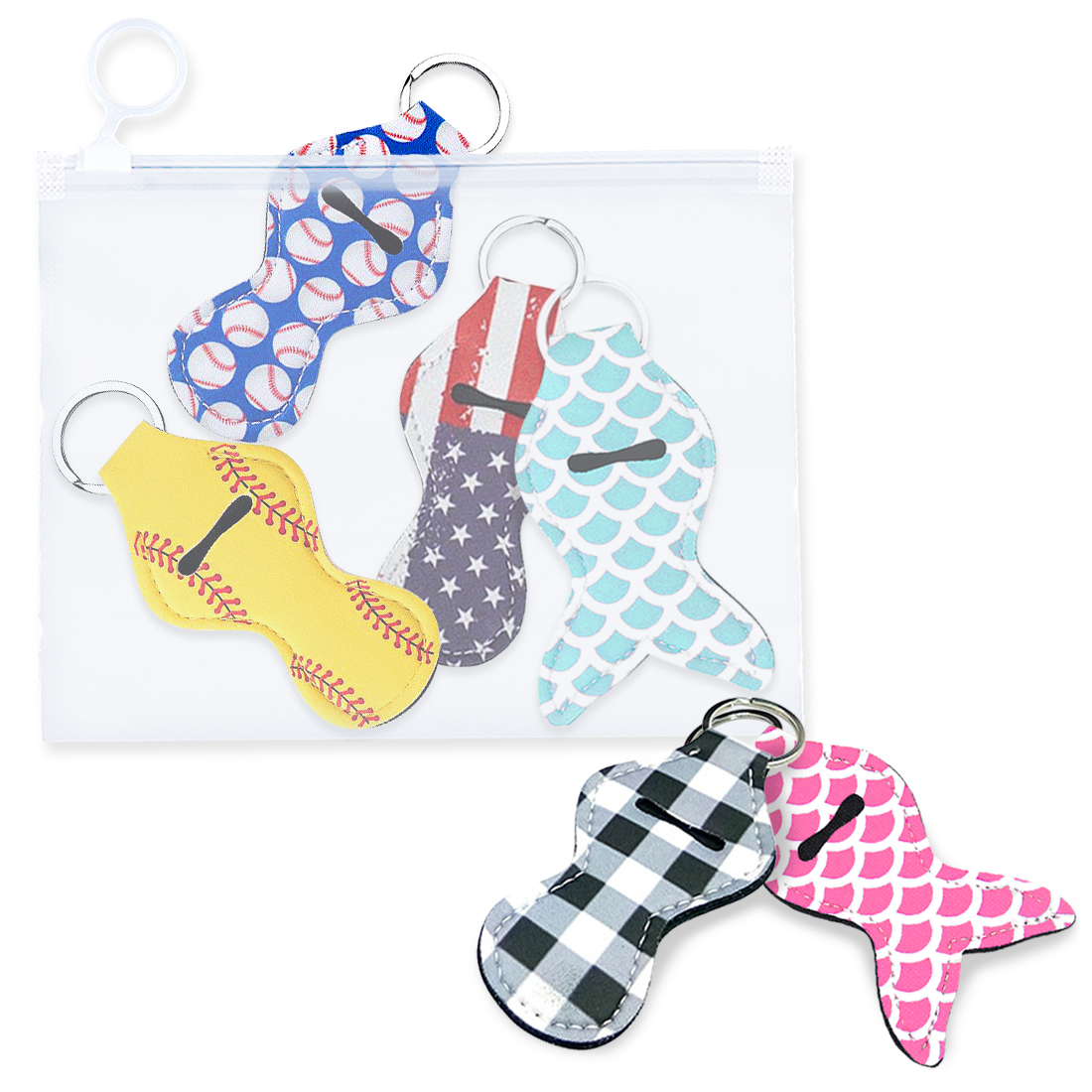 Kalevel 6pcs for Chapstick Keychain Holder Lip Balm Holder Neoprene