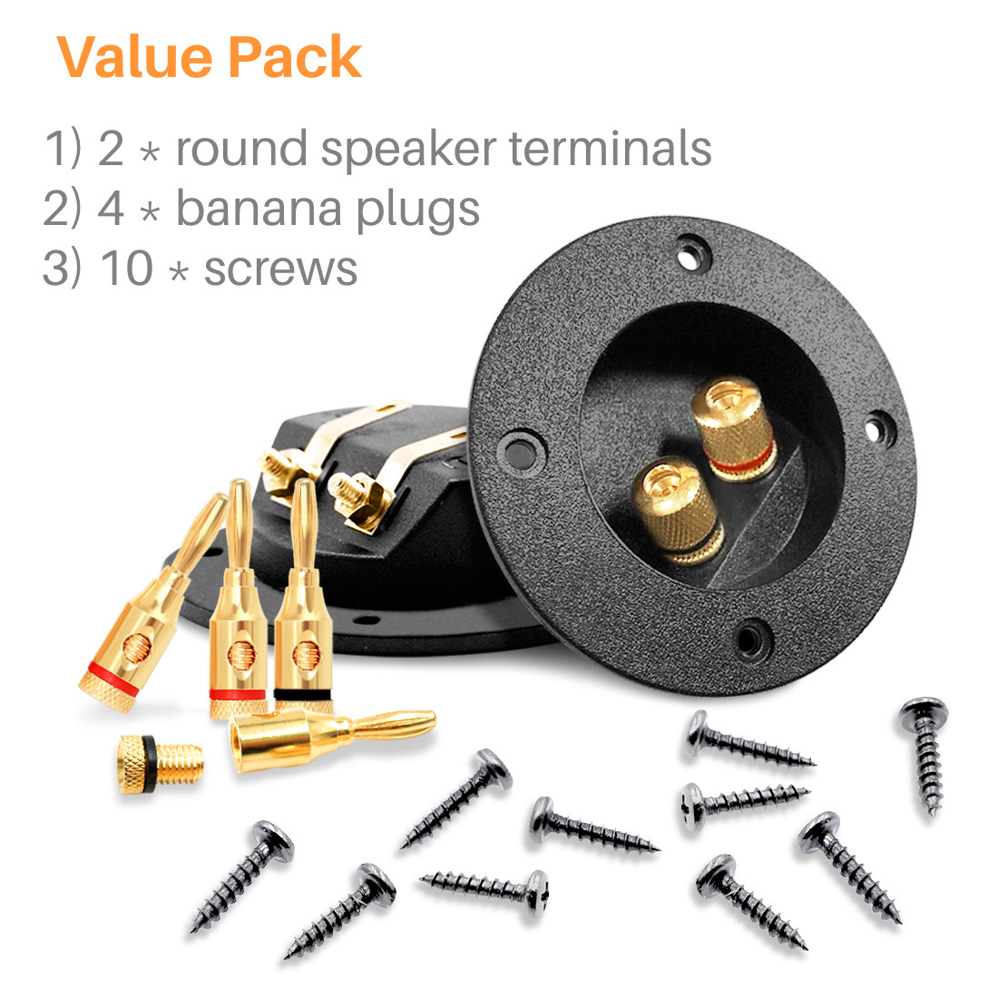 Kalevel 2pcs 2 Way Speaker Box Terminal with 2 Pairs Banana Plugs