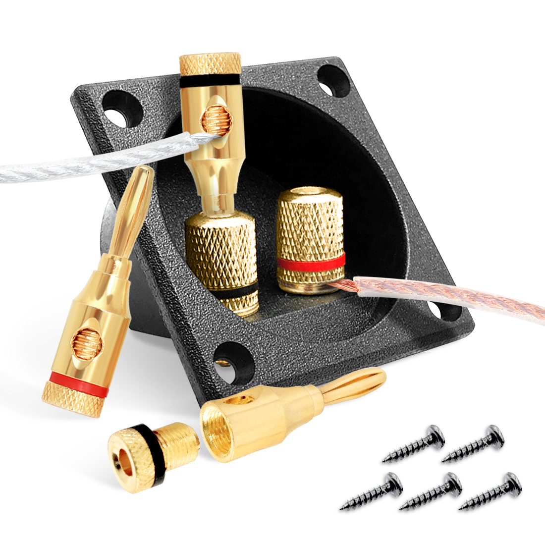 Kalevel 2Way Speaker Box Terminal Cup with Banana Plugs Screw Type Binding Post Speaker