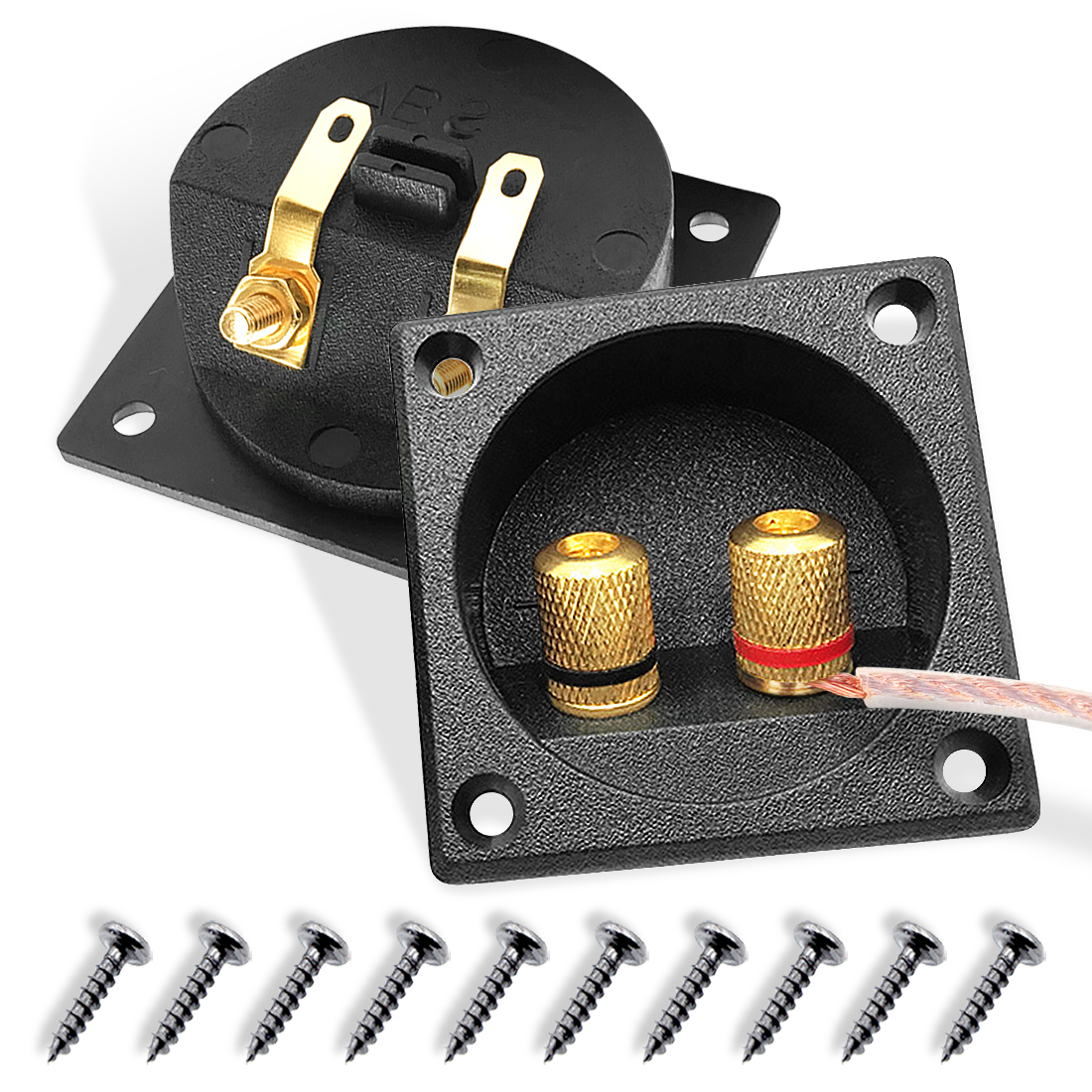 Kalevel 2pcs 2Way Speaker Box Terminal Cup Square Subwoofer Terminal