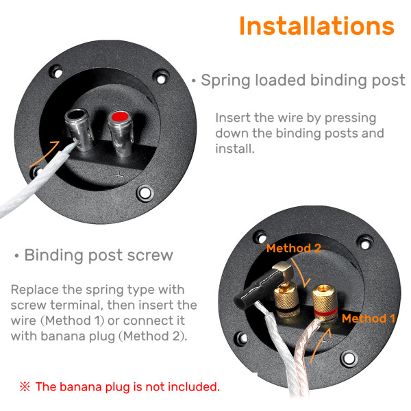 Kalevel 2pcs Subwoofer Speaker Box Terminal Cup Speaker Terminals Push