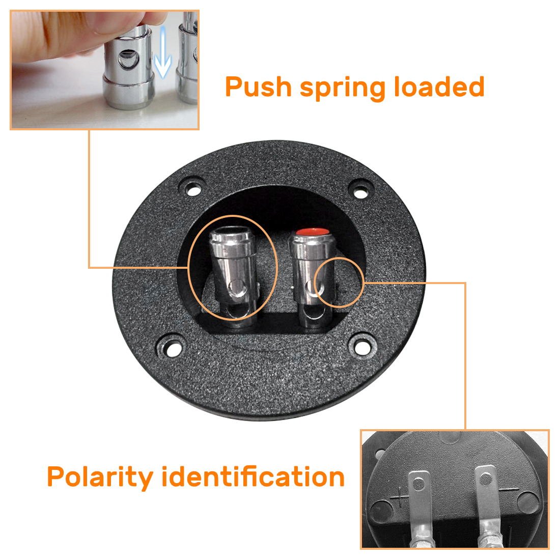 Subwoofer Box Terminal Round Flush-Mount Speaker Terminals – Push ...